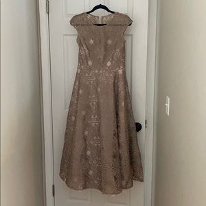 Sara Emmanuel Geo Appliqué Dress in Champagne